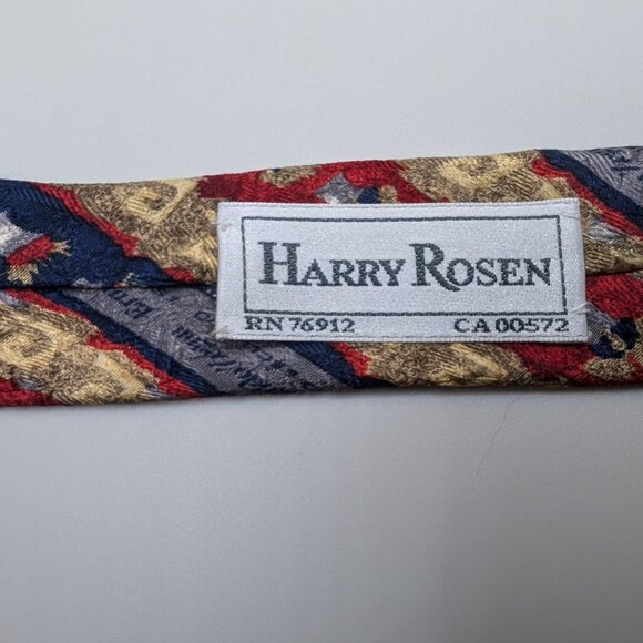 Ermenegildo Zegna 100% Silk Made in Italy Vintage Neo Classic Gold Red Blue Tie - Picture 4 of 8